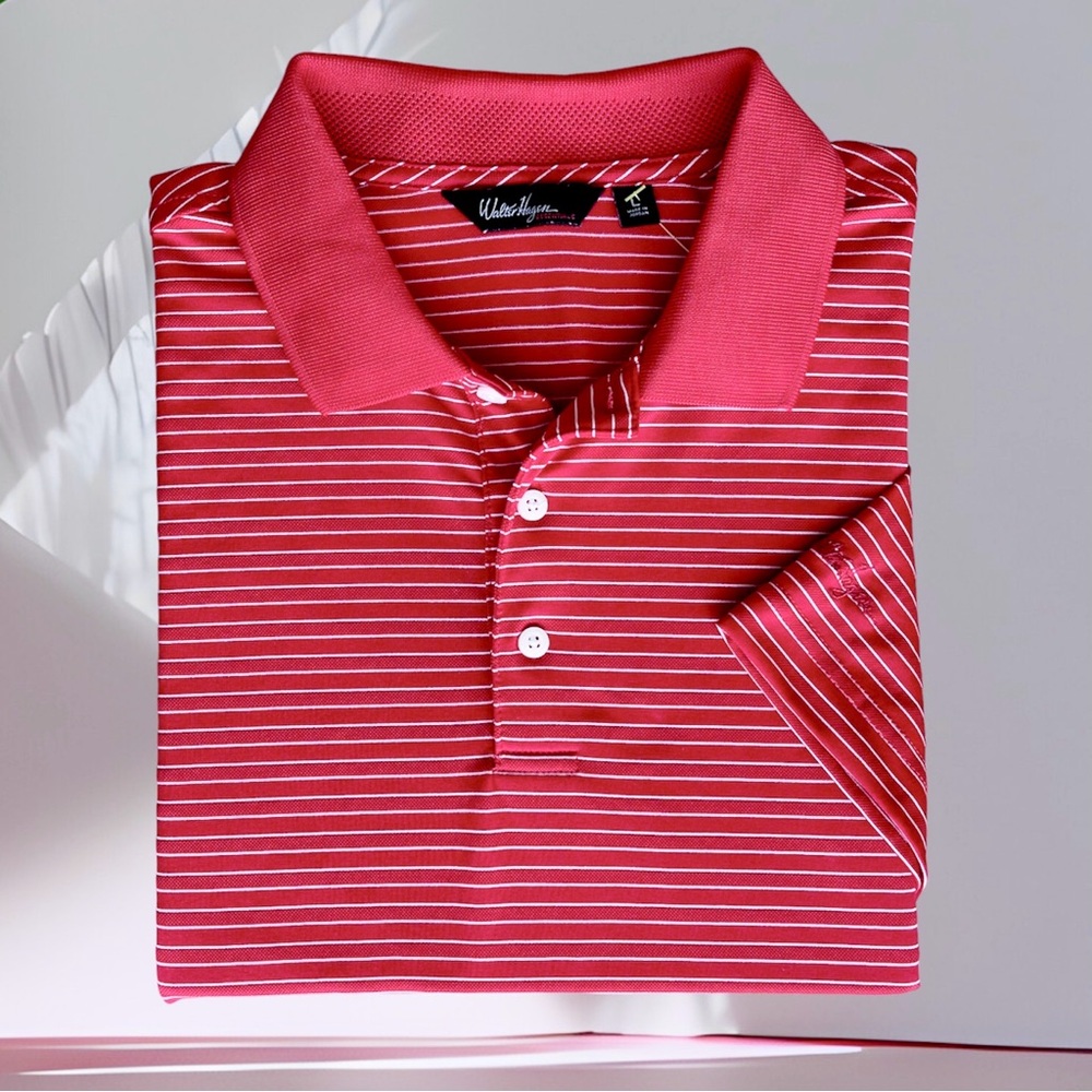 Walter Hagen Essential Stripe Golf Polo Shirt Short Sleeve Breathable Stretch